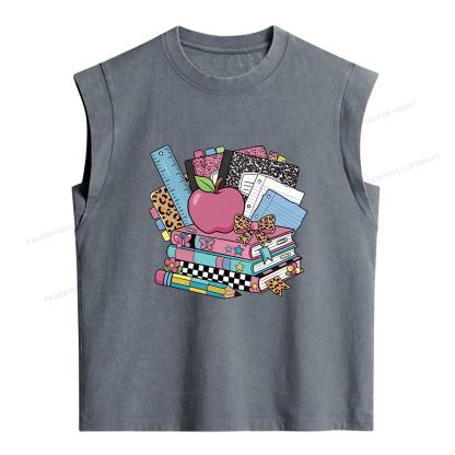 Pagewings Back To School Teacher Women's Washed Tank Top