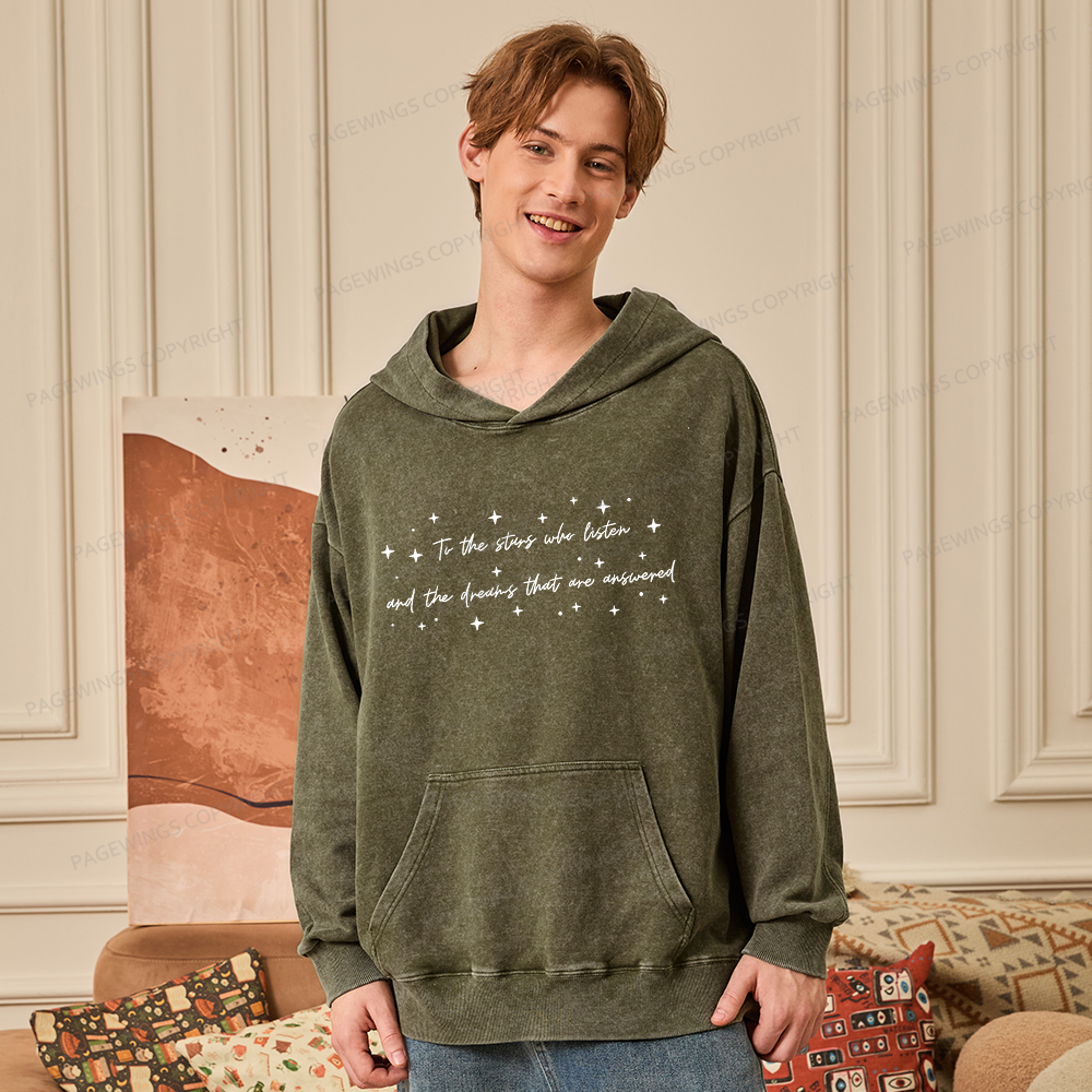 Pagewings To the Stars Who Listen Unisex Washed Hoodie