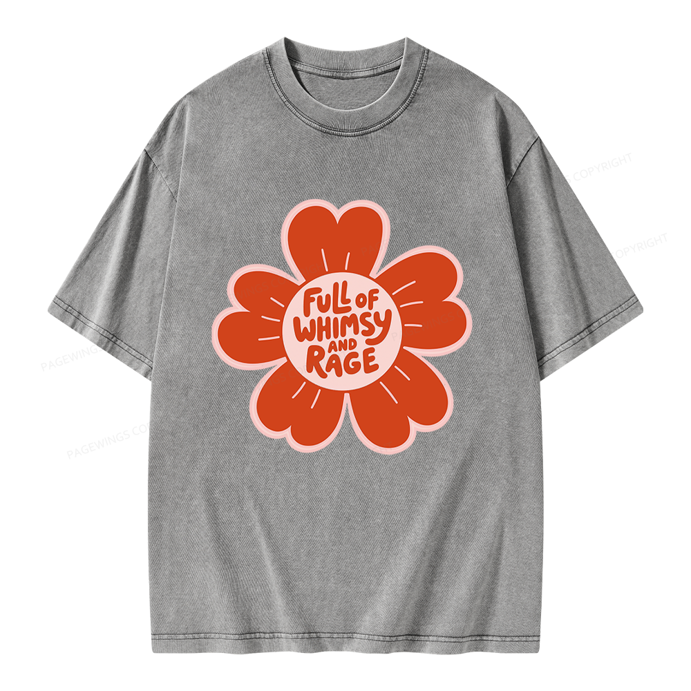Pagewings Full of Whimsy and Rage Unisex Washed T-shirt