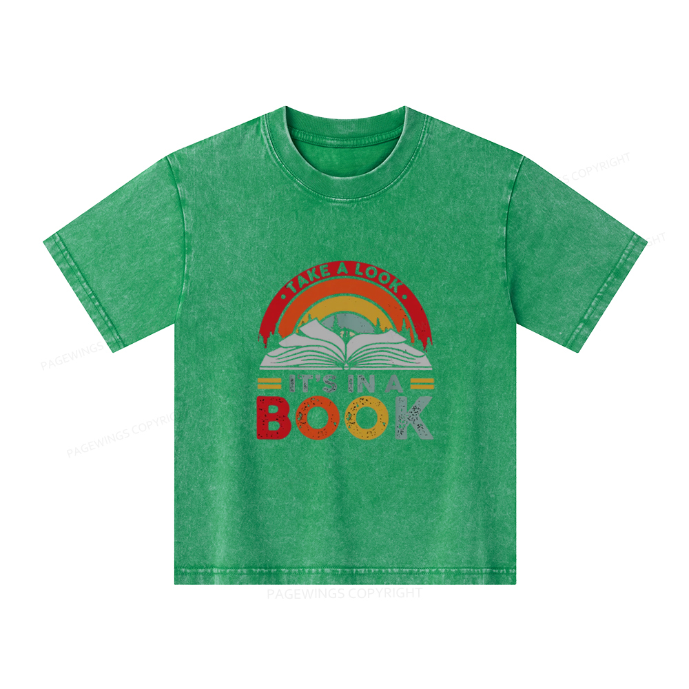 Pagewings  Take A Look It's In A Book Unisex Kids Washed T-shirt