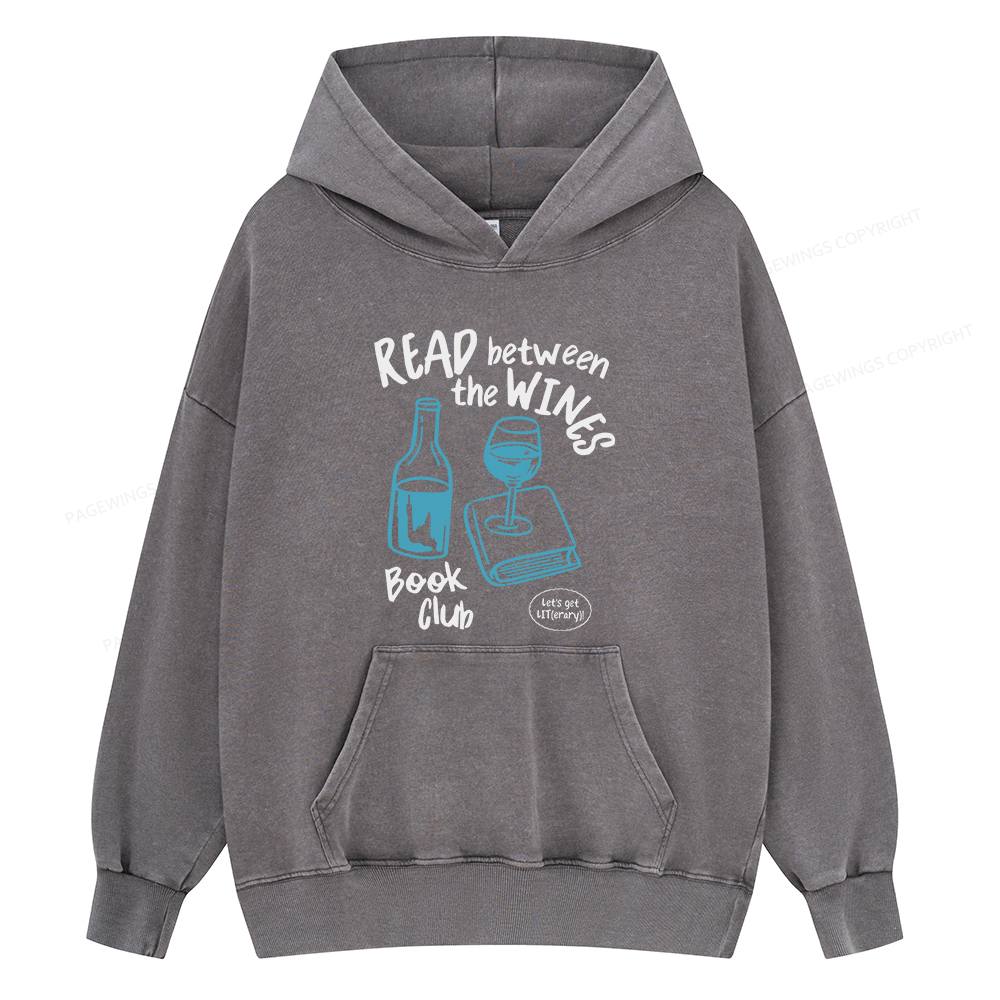 Pagewings Wine Lover Book Club Unisex Washed Hoodie