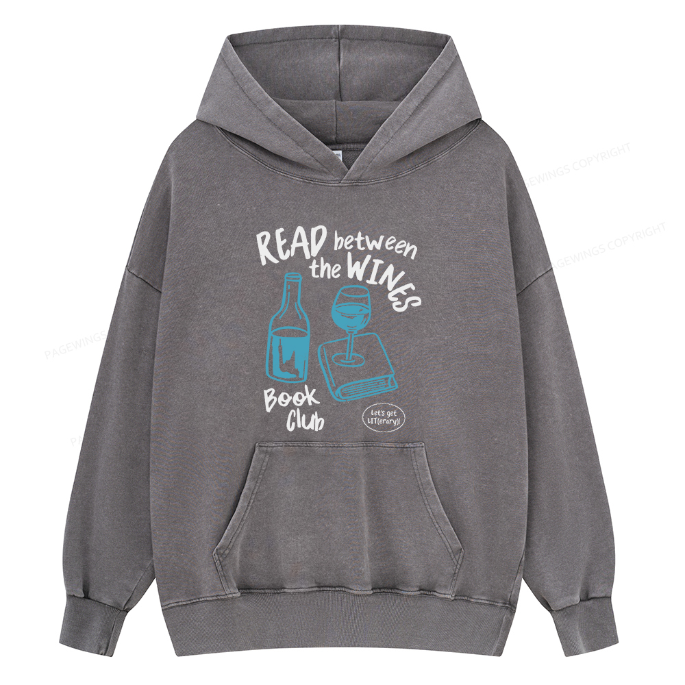 Pagewings Wine Lover Book Club Unisex Washed Hoodie