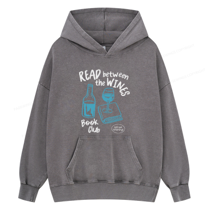 Pagewings Wine Lover Book Club Unisex Washed Hoodie