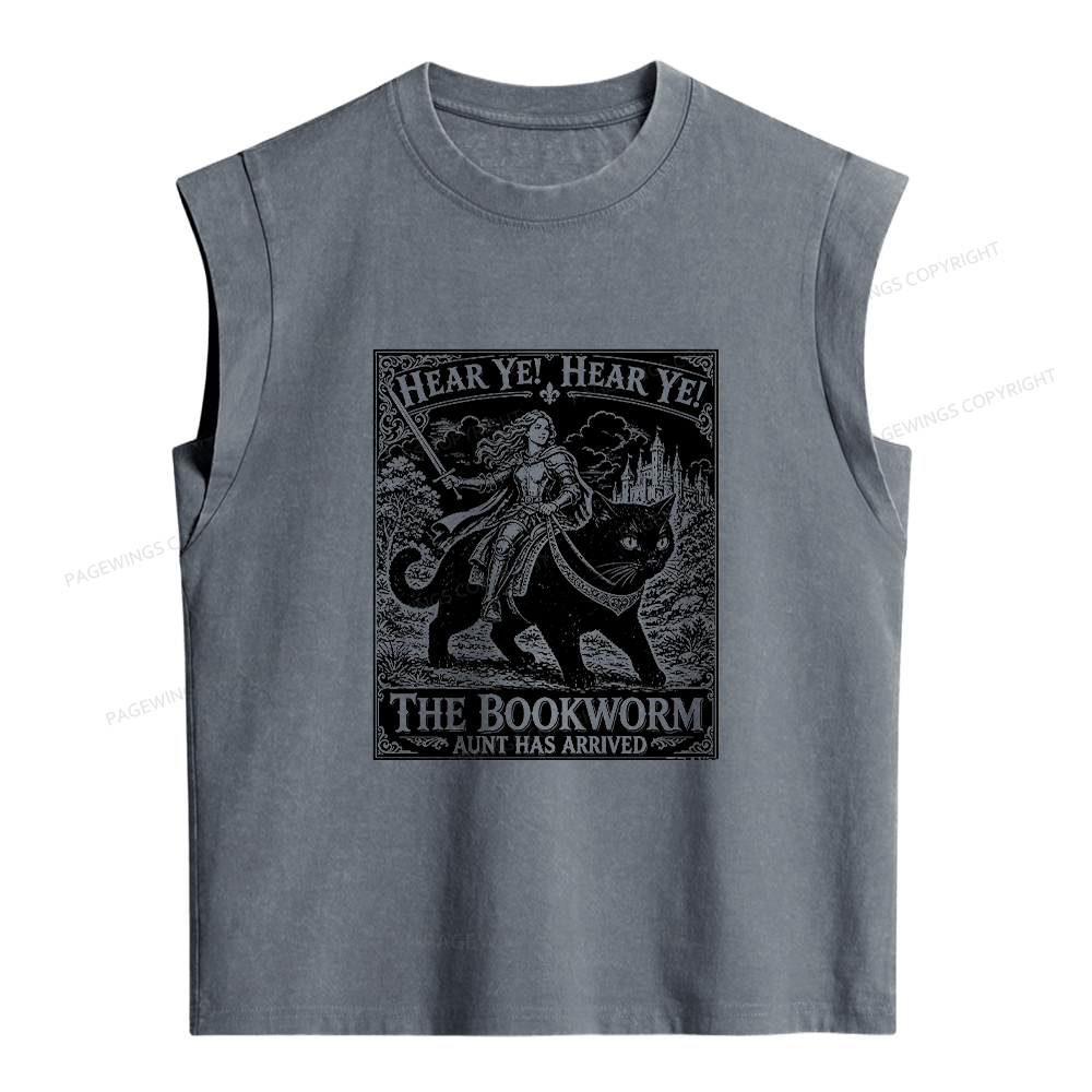 Pagewings Bookworm Knight Riding Women's Washed Tank Top