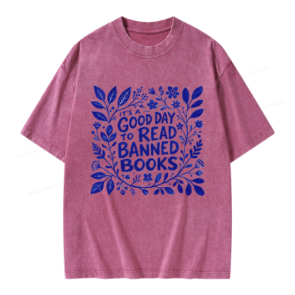 Pagewings It‘s A Good Day To Read Banned Books Unisex Washed T-shirt