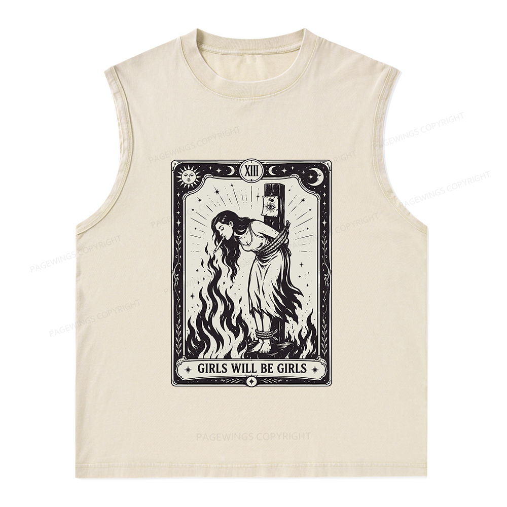 Pagewings Girls Will Be Girls Unisex Washed Tank Top