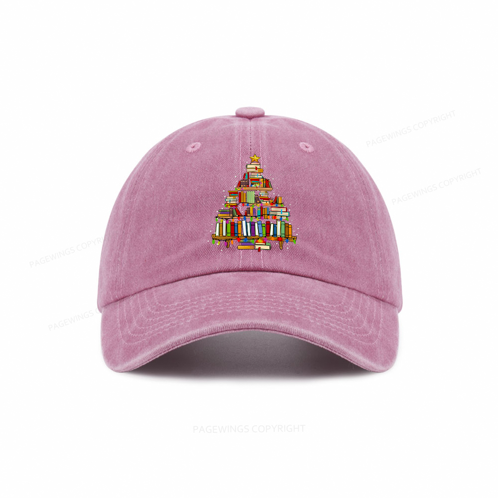 Pagewings Christmas Books Tree Washed Cap