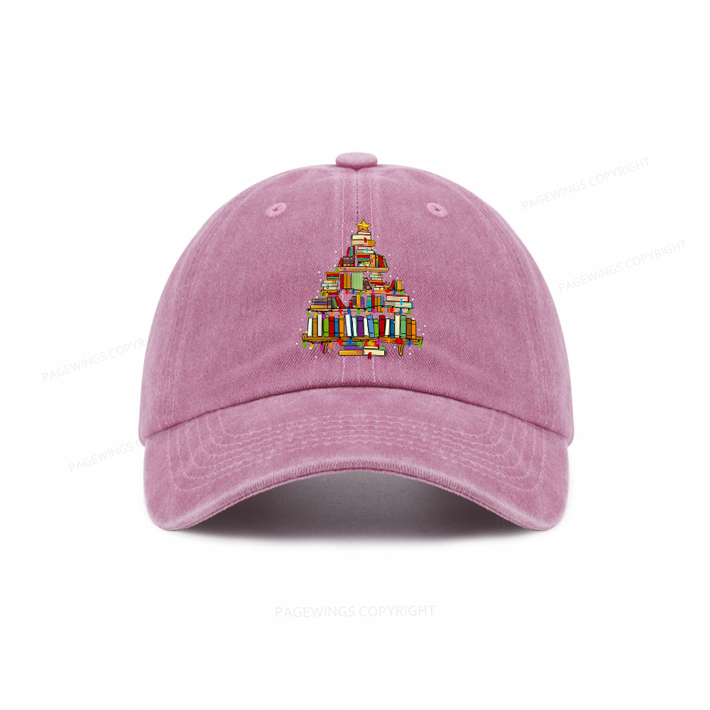 Pagewings Christmas Books Tree Washed Cap