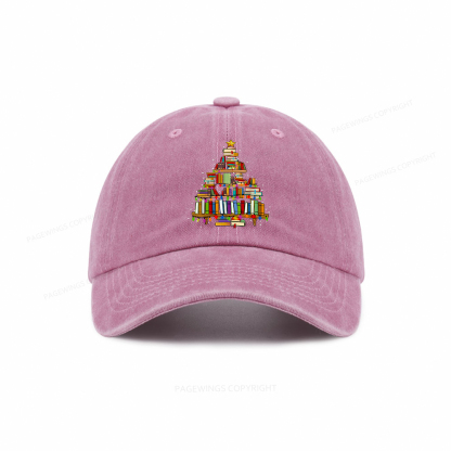 Pagewings Christmas Books Tree Washed Cap
