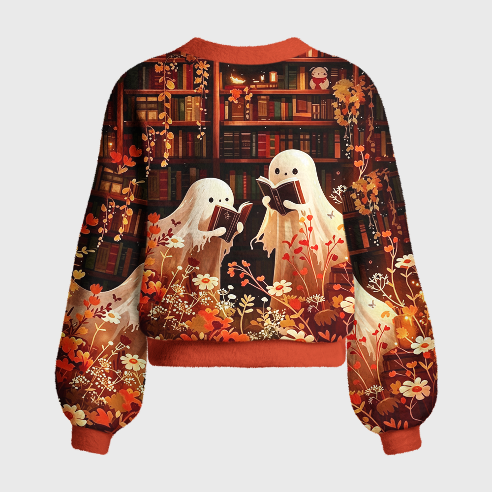 Pagewings Ghosts Love Reading Women's Cardigan Sweater