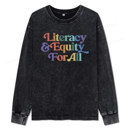Pagewings Literacy & Equity For All Unisex Washed Long Sleeve T-shirt