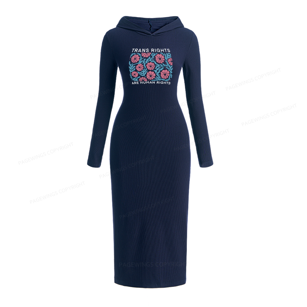 Pagewings Trans Rights Are Human Rights Hooded Knit Dress