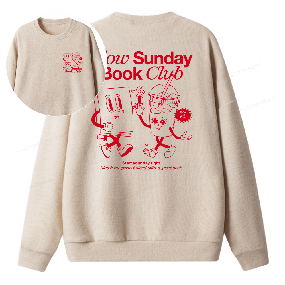 Pagewings Slow Sunday Book Club Unisex Knit Sweatshirt