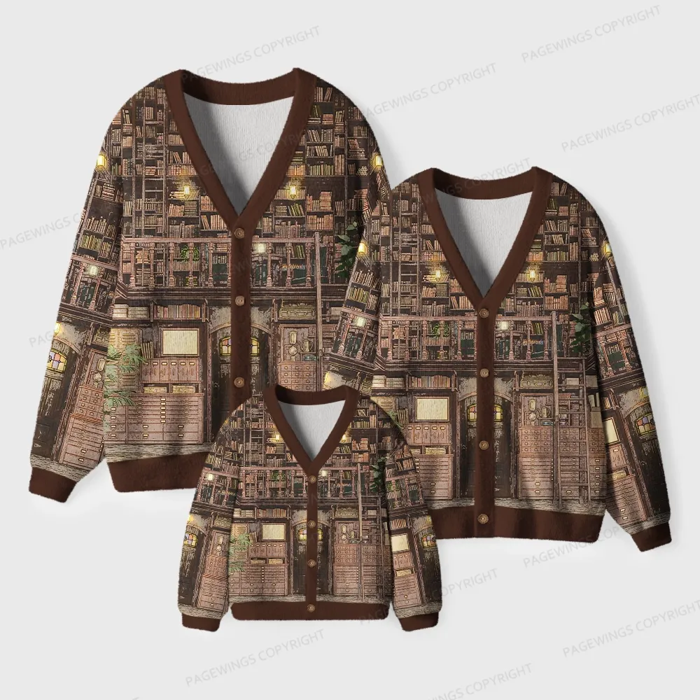 Pagewings Library Unisex Ugly Cardigan Sweaters
