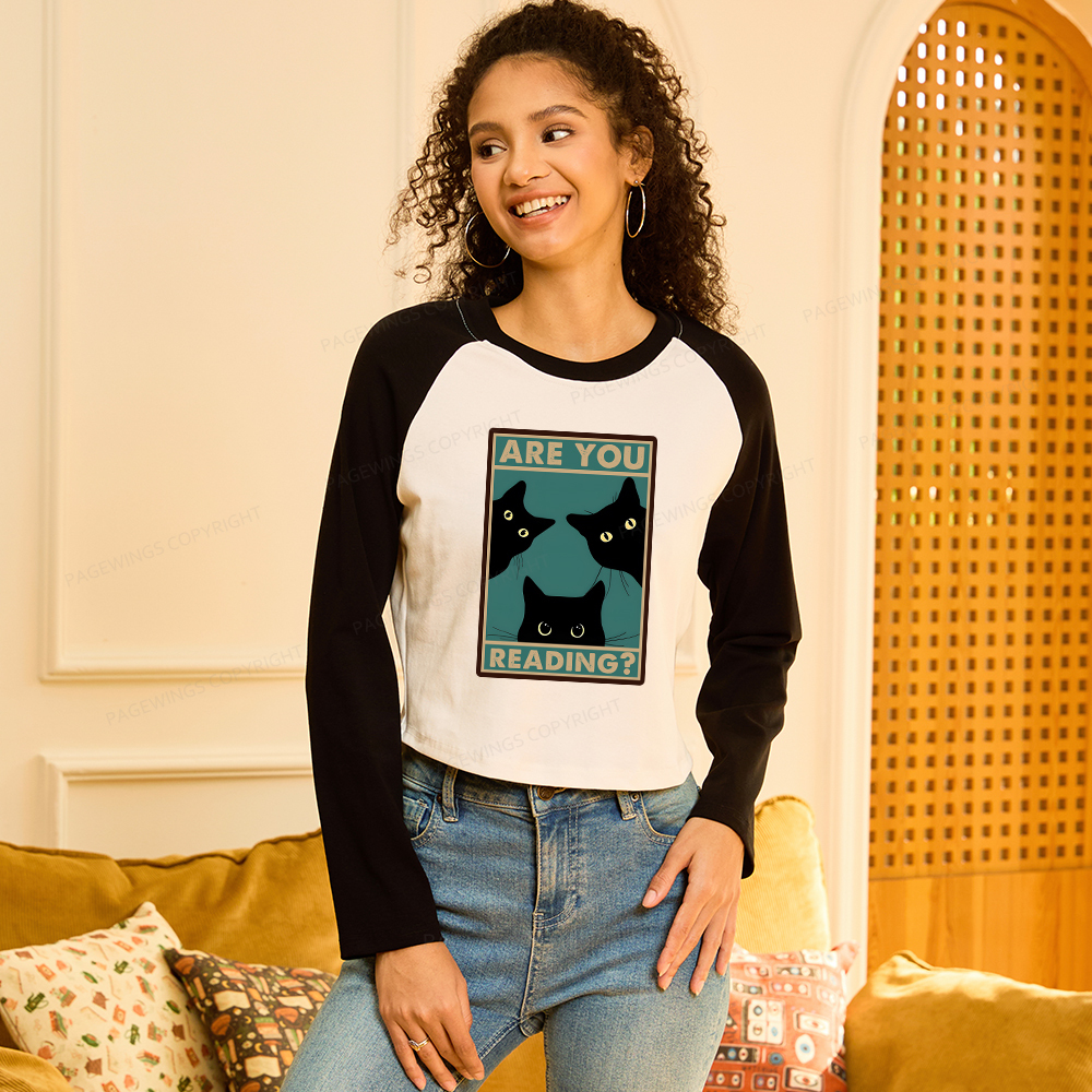 Pagewings Are You Reading Women Long Sleeve Crop Raglan T-shirt