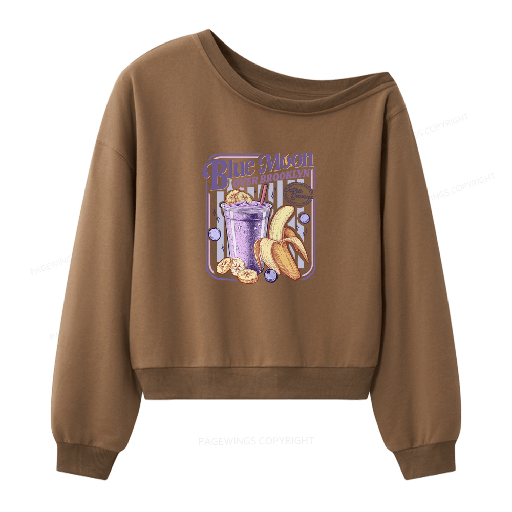 Pagewings Blue Moon Over Brooklyn Women Off Shoulder Sweatshirt