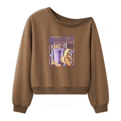 Pagewings Blue Moon Over Brooklyn Women Off Shoulder Sweatshirt