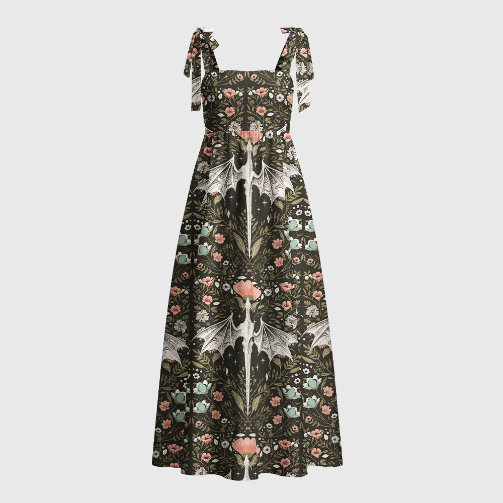 Pagewings Dragon Bloom Tie Shoulder Maxi Dress