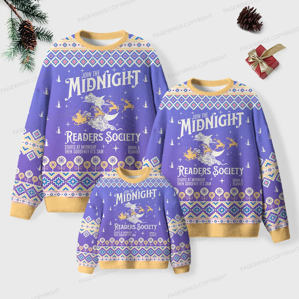 Pagewings Join The Midnight Readers Society Unisex Ugly Knit Sweatshirt