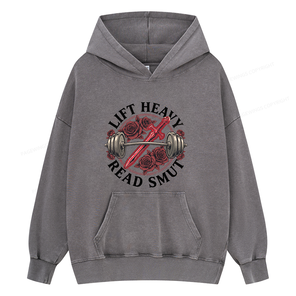 Pagewings Lift Heavy Read Smut Unisex Washed Hoodie