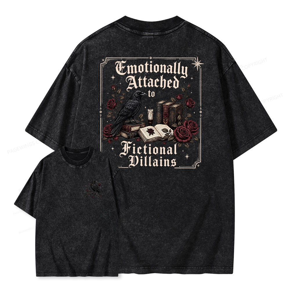 Pagewings Emotionally Attached to Fictional Villains Unisex Washed T-shirt
