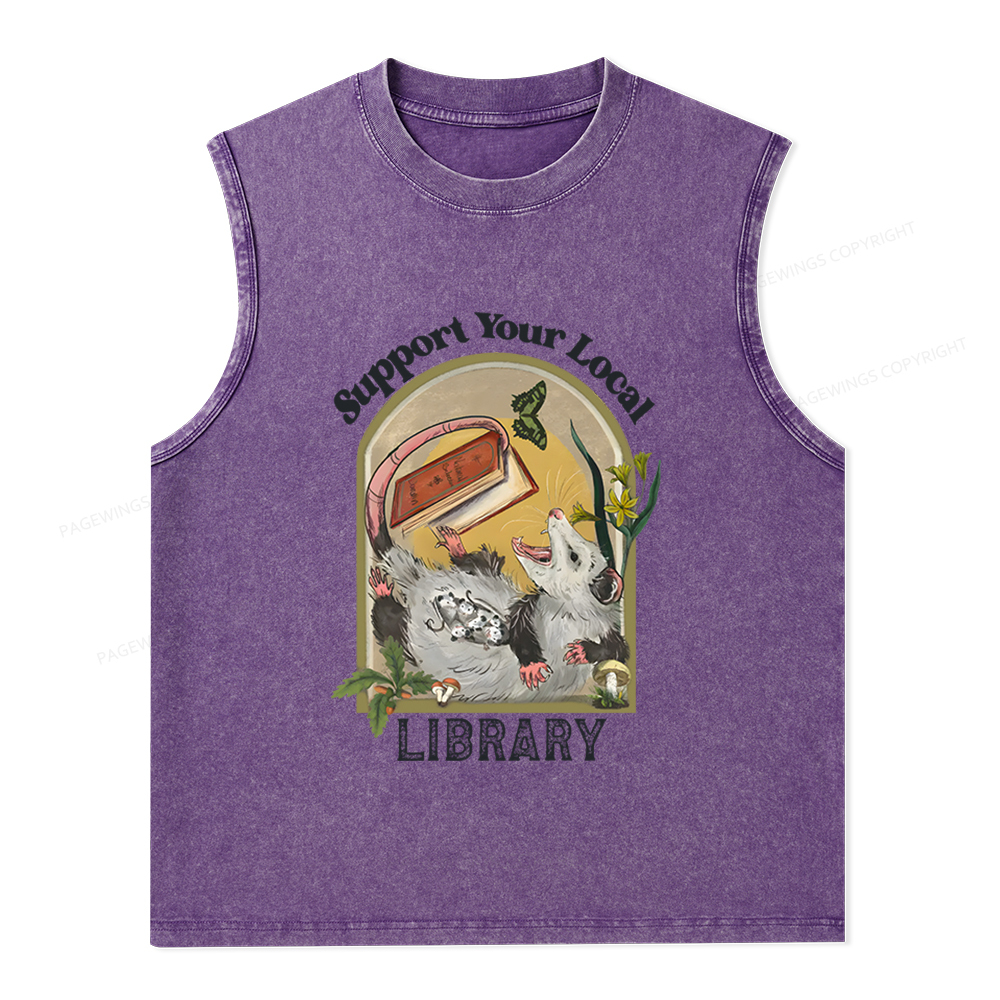 Pagewings Library Readers Make Leaders Jersey Short Sleeve Unisex Washed Tank Top
