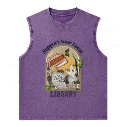 Pagewings Library Readers Make Leaders Jersey Short Sleeve Unisex Washed Tank Top