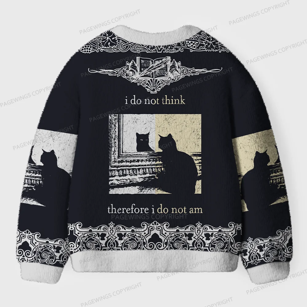 Pagewings I Do Not Think Therefore I Do Not Am Unisex Ugly Cardigan Sweaters