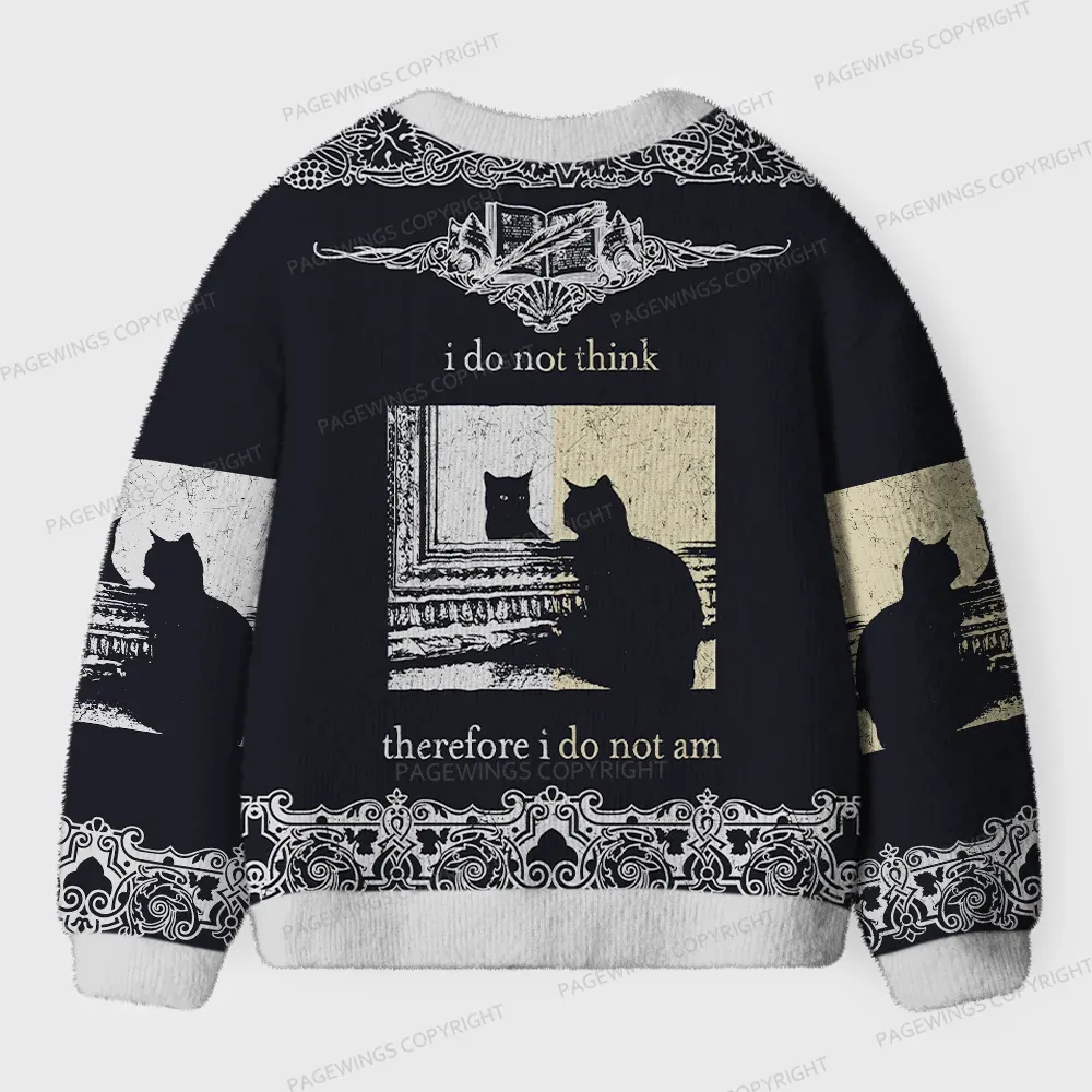 Pagewings I Do Not Think Therefore I Do Not Am Unisex Ugly Cardigan Sweaters
