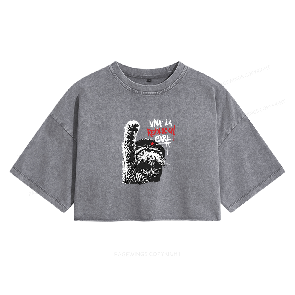 Pagewings Sci Fi Lover Women's Washed Cropped T-shirt