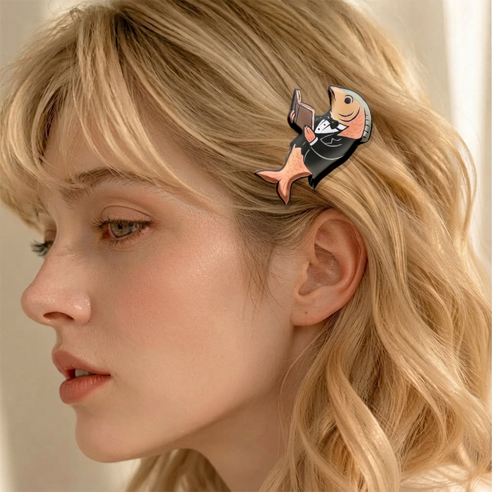 Pagewings Reading Fish Acrylic Hair Clip