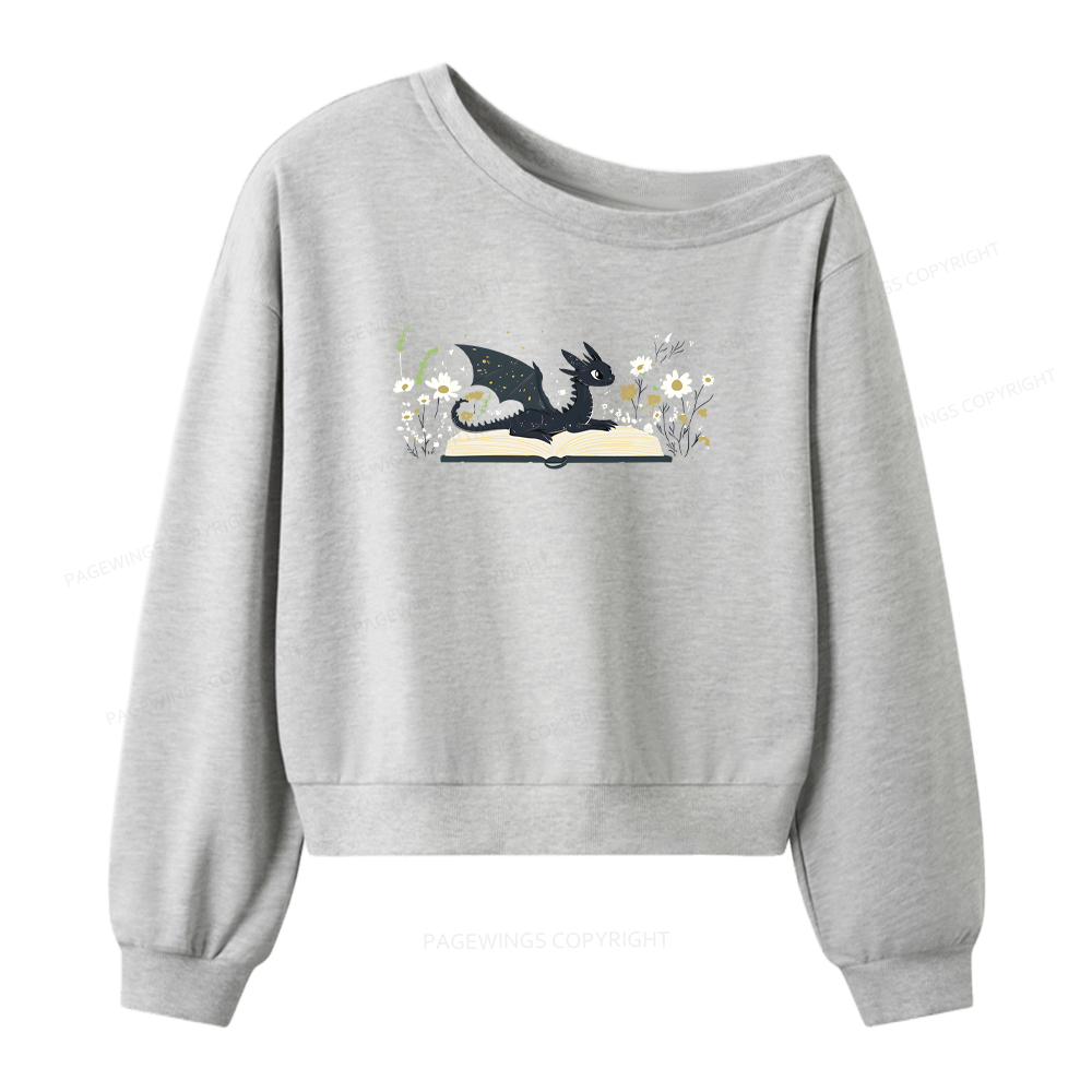 Pagewings Dragon Book Women Off Shoulder Sweatshirt