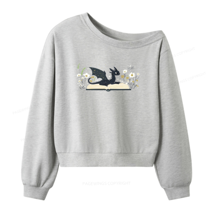 Pagewings Dragon Book Women Off Shoulder Sweatshirt