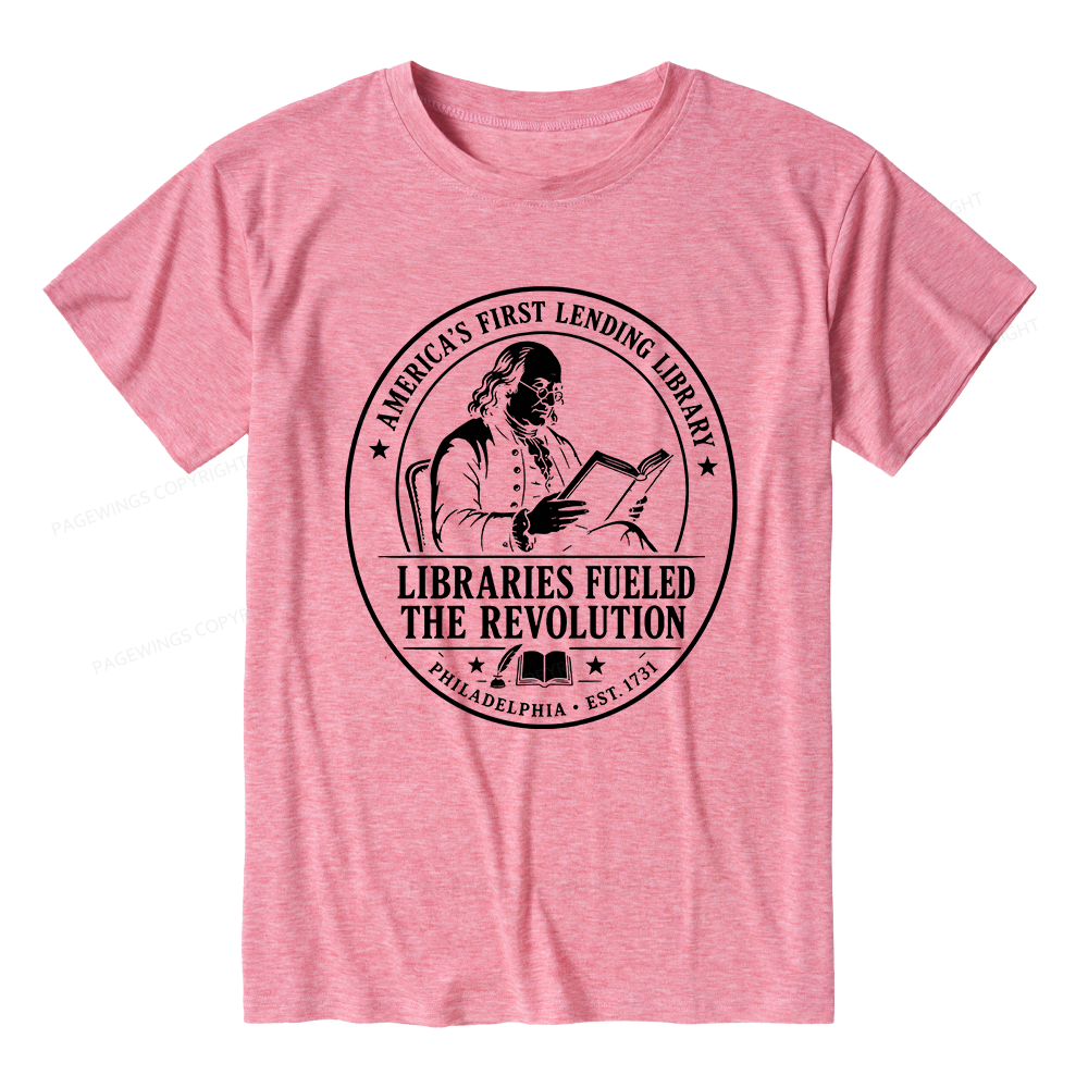 Pagewings Libraries Fueled the Revolution Unisex Heather T-Shirt