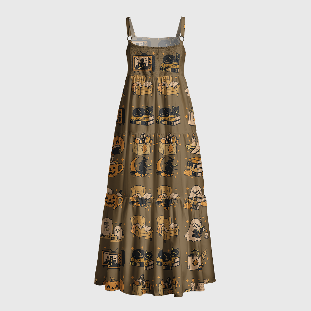 Pagewings Square Neck World Book Day Cat Books Maxi Dress