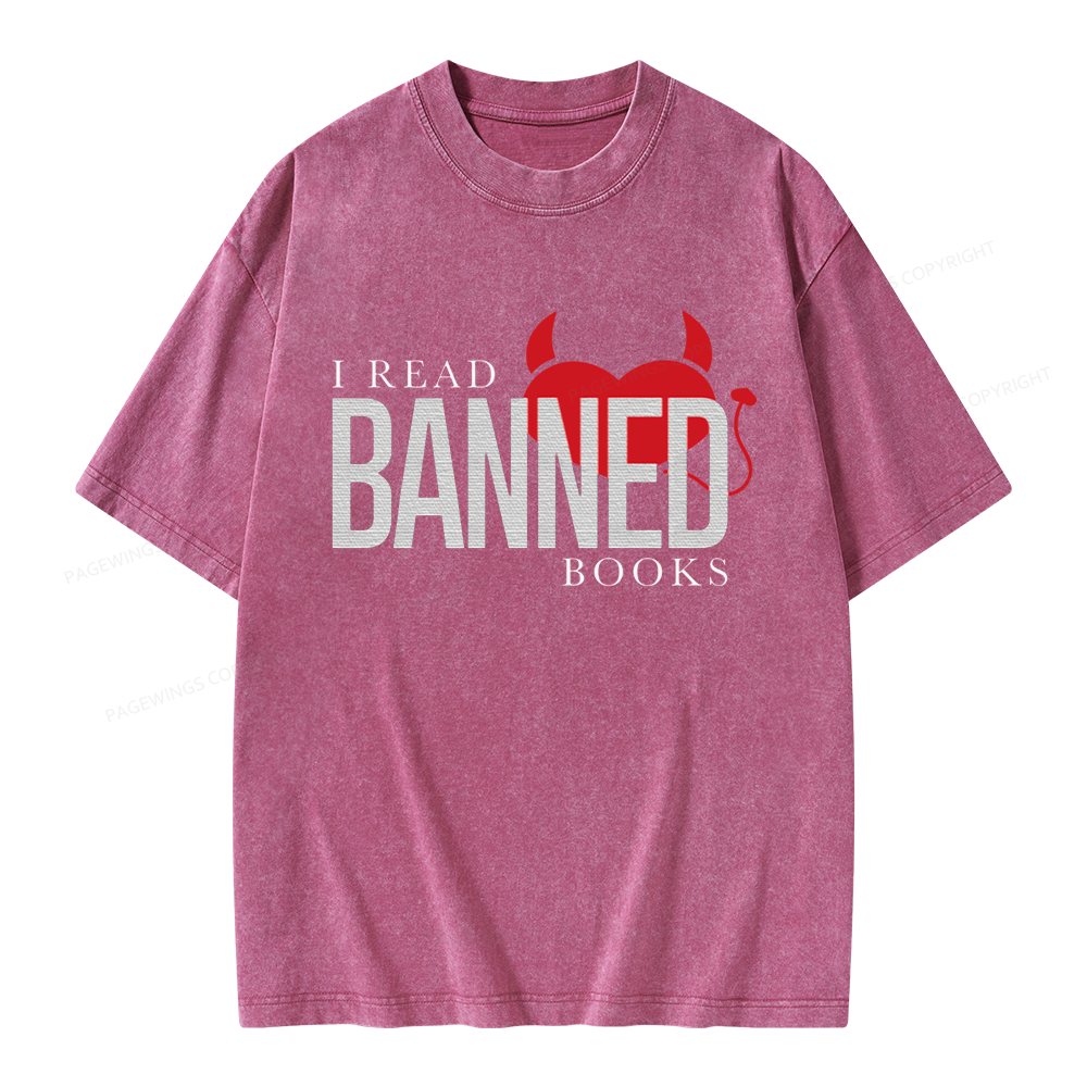 Pagewings I Read Banned Books Unisex Washed T-shirt