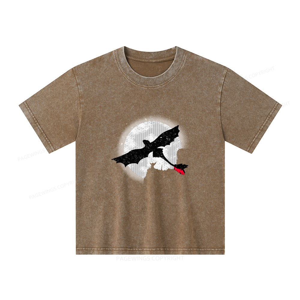 Pagewings Moonlight Dragon Rider Unisex Kids Washed T-shirt