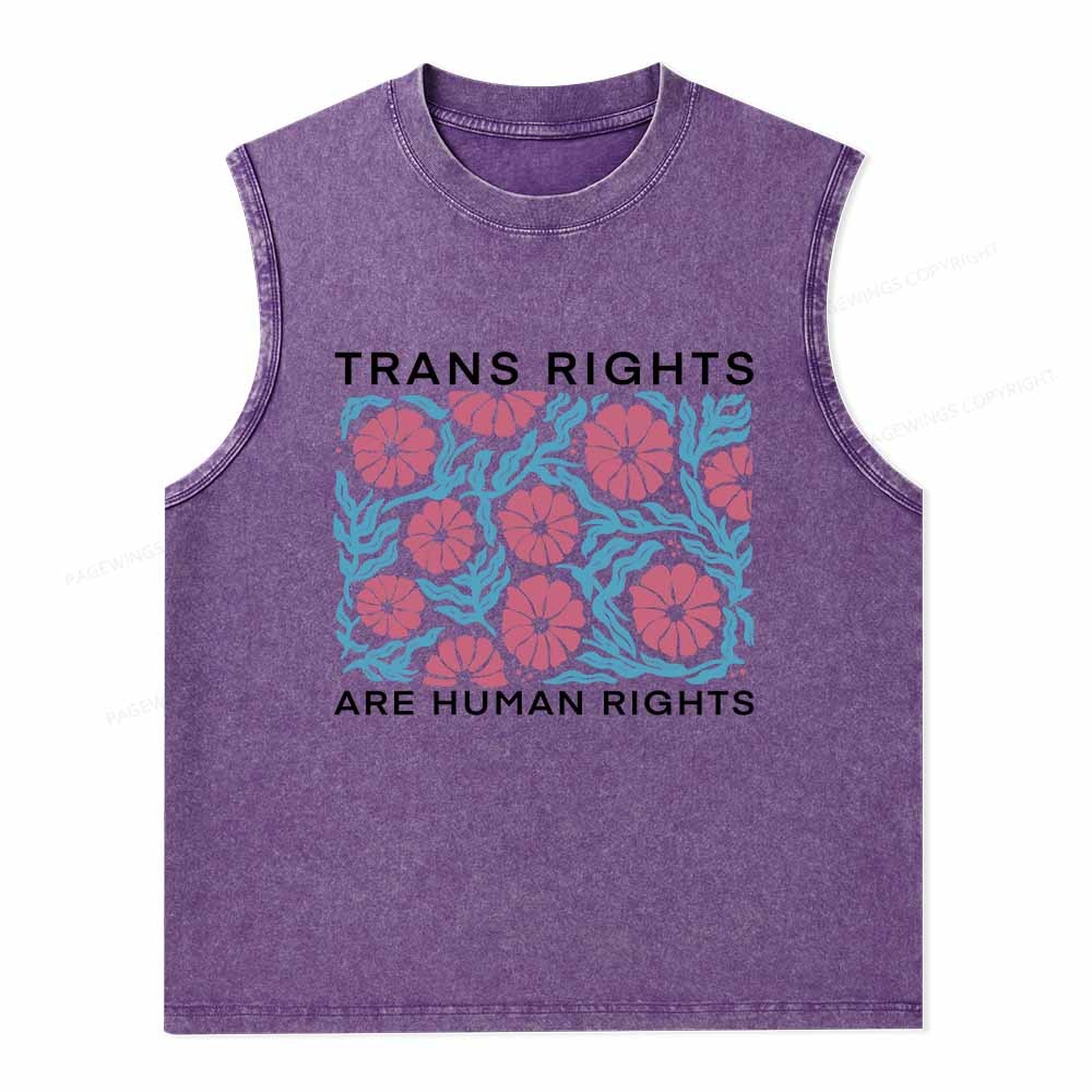 Pagewings Trans Rights Are Human Rights Washed Tank Top