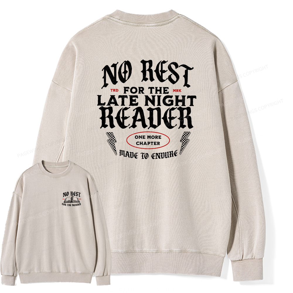 Pagewings No Rest For The Late Night Reader Unisex Washed Sweatshirt