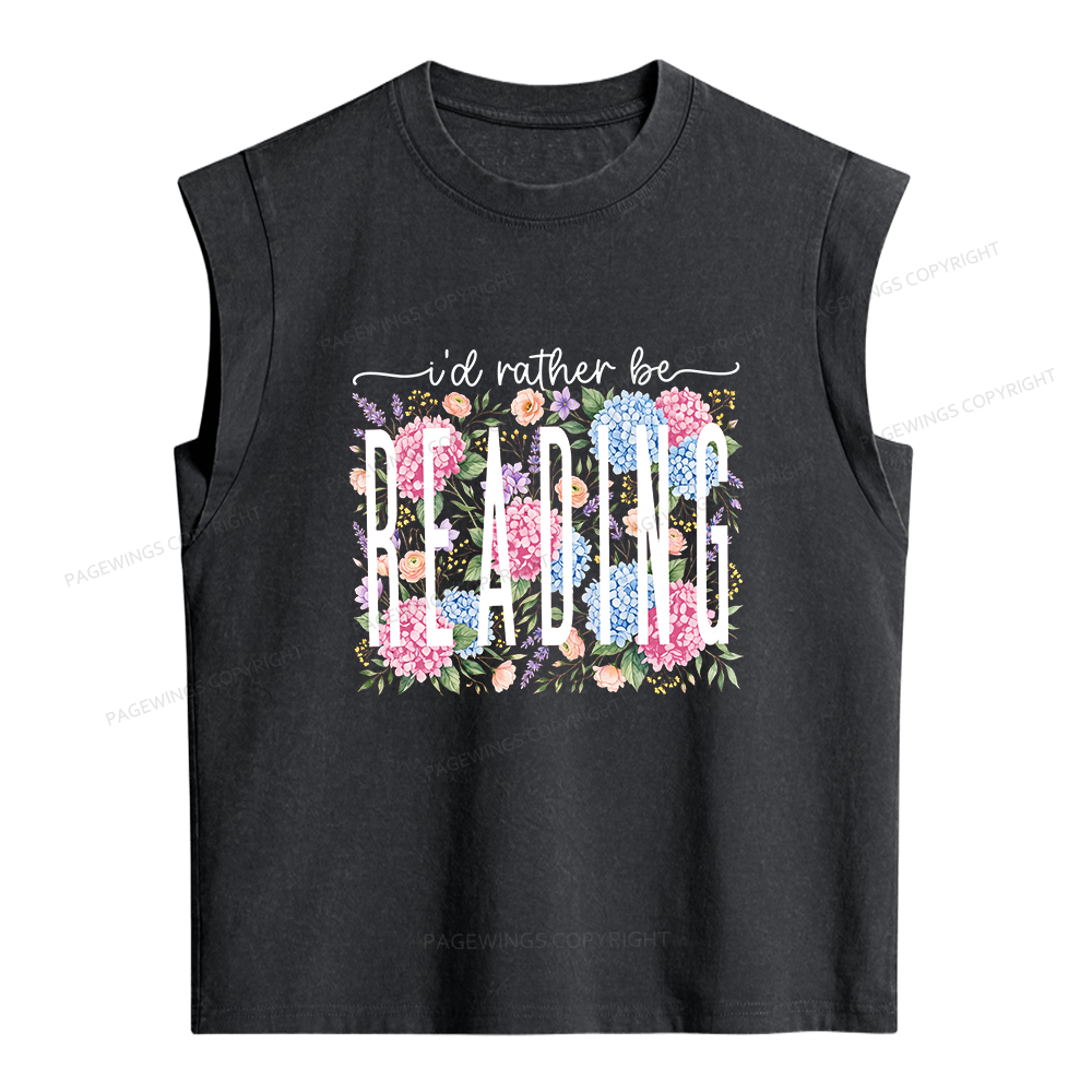 Pagewing I’d Rather Be Reading Bookish Women's Washed Tank Top