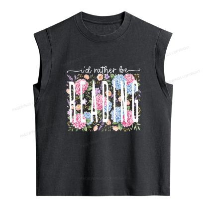 Pagewing I’d Rather Be Reading Bookish Women's Washed Tank Top