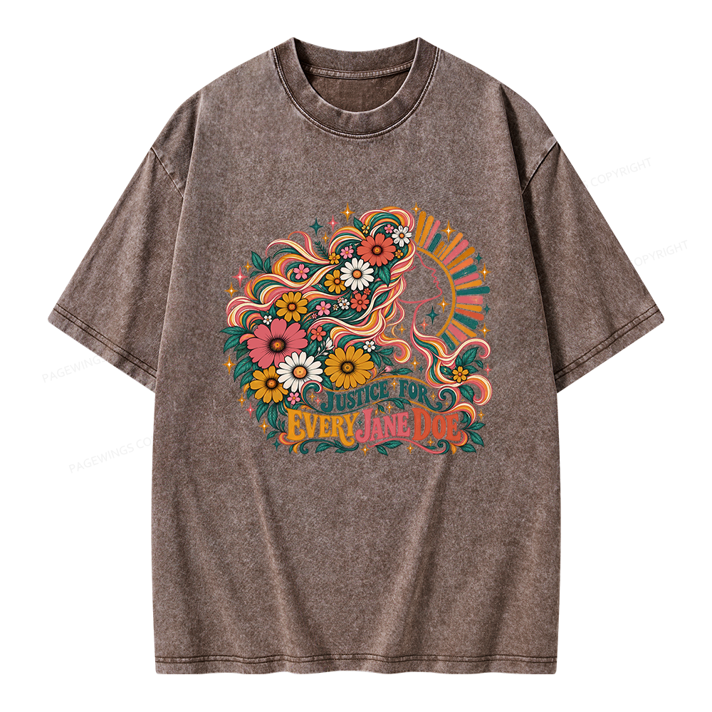 Pagewings Justice for Every Jane Doe Unisex Washed T-shirt