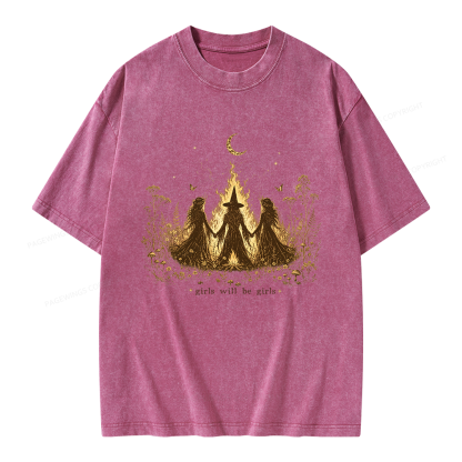 Pagewings Girls Will Be Girls Unisex Washed T-shirt
