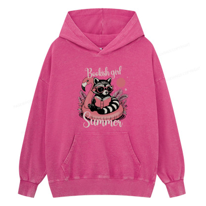 Pagewings Feral Bookish Girl Summer Unisex Washed Hoodie