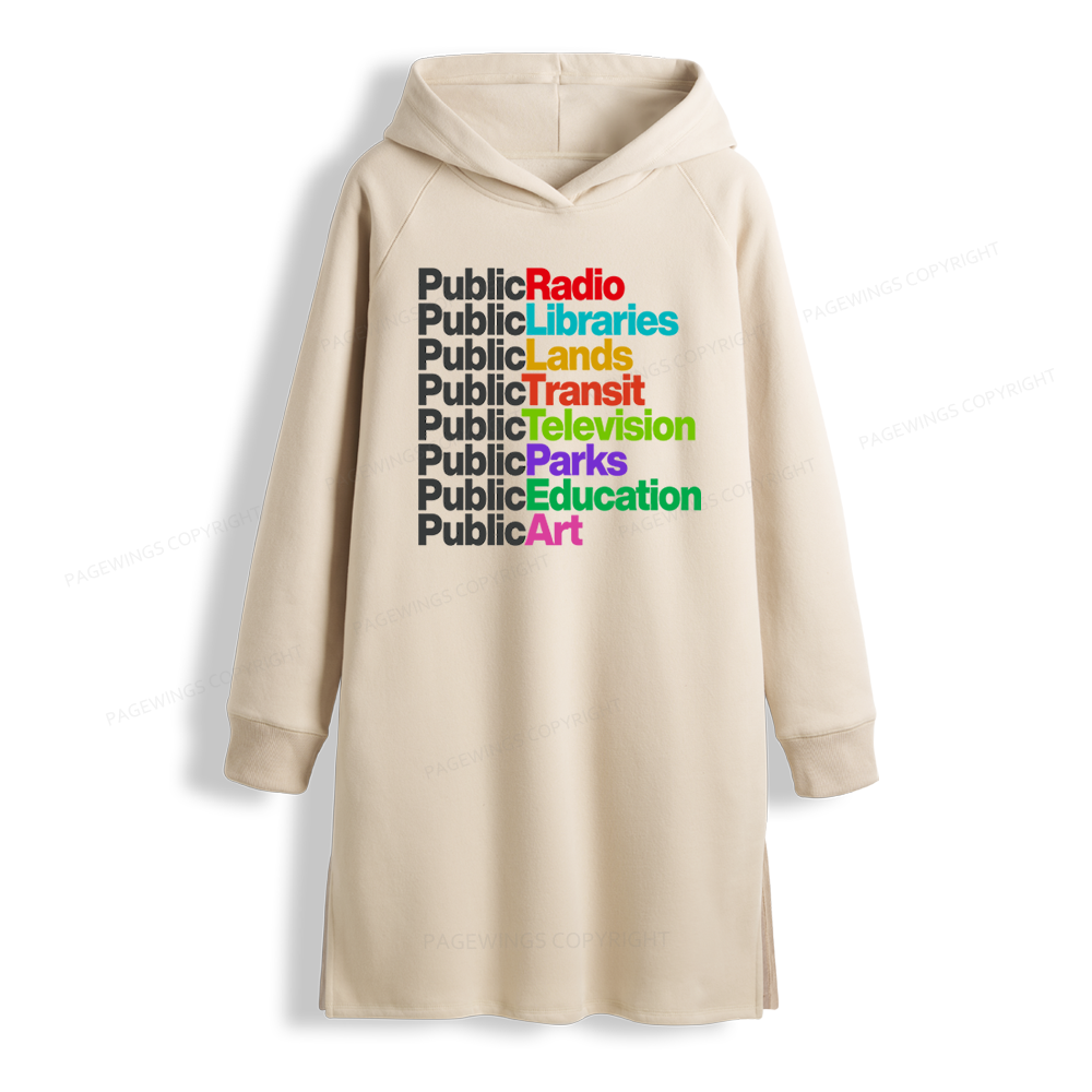 Pagewings Public Libraries Side-Slit Fleece Hoodie Dress