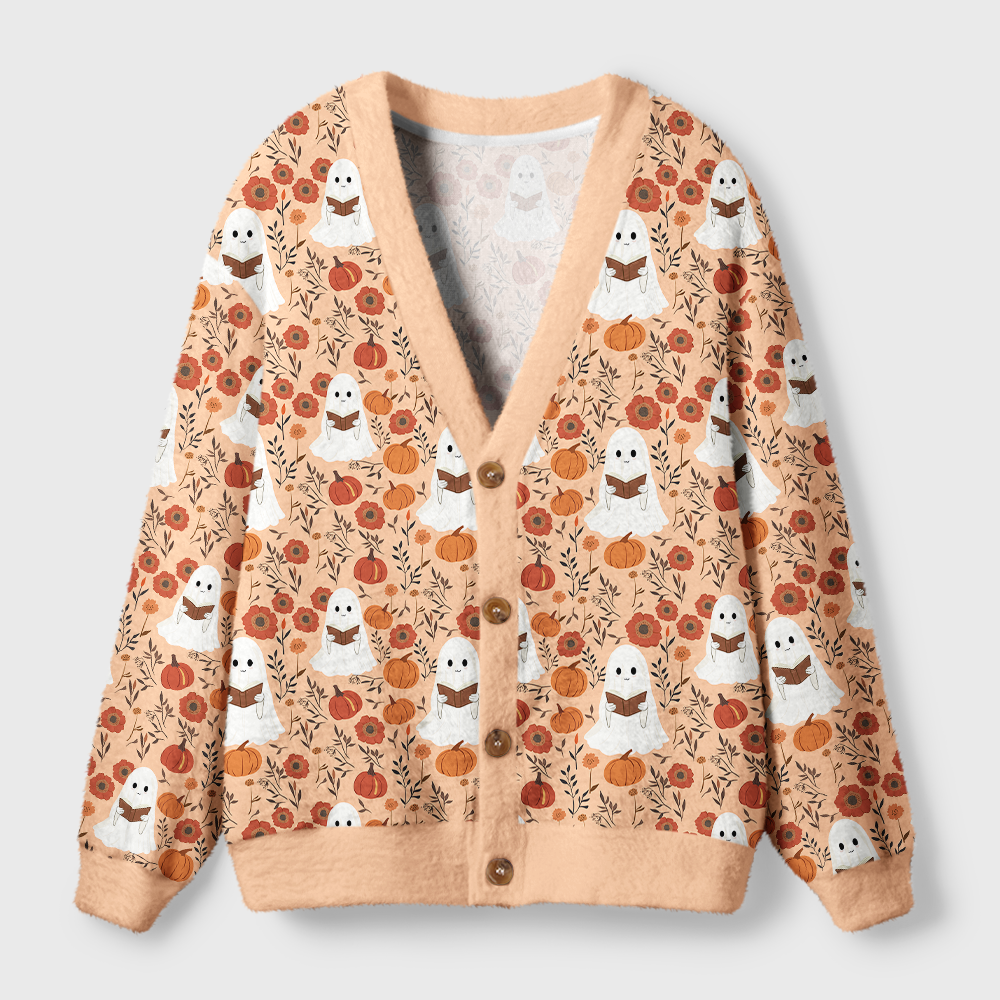 Pagewings Halloween Bookish Light Knit Unisex Cardigan Sweaters