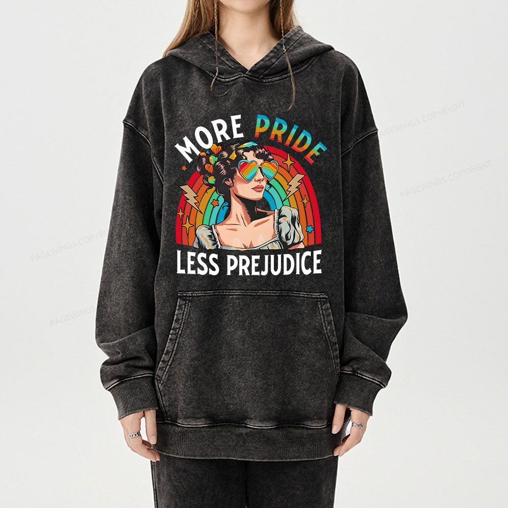 Pagewing More Pride Less Prejudice Unisex Washed Hoodie