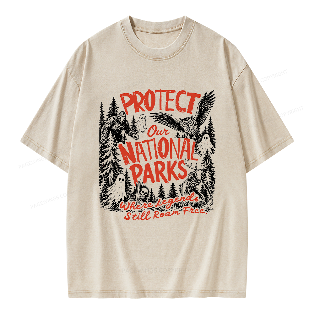 Pagewings Protect National Parks Unisex Washed T-shirt