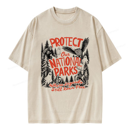 Pagewings Protect National Parks Unisex Washed T-shirt