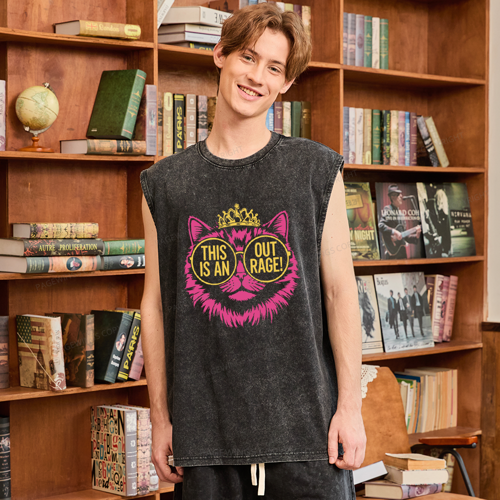 Pagewings This is an Outrage Unisex Washed Tank Top